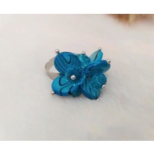 Hd Marketim Sallantılı Mavi Boncuk Tasarım Kadın Yüzük Ayarlanabilir Ölçü