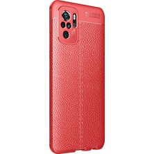 Microsonic Xiaomi Redmi Note 10 Kılıf Deri Dokulu Silikon Kırmızı