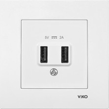 Viko Karre Çift USB Çıkışlı Şarj Prizi Beyaz 5V-2A  (90967101)