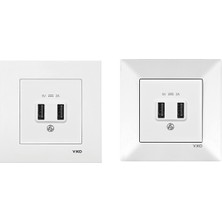 Viko Karre Çift USB Çıkışlı Şarj Prizi Beyaz 5V-2A  (90967101)