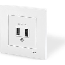 Viko Karre Çift USB Çıkışlı Şarj Prizi Beyaz 5V-2A  (90967101)