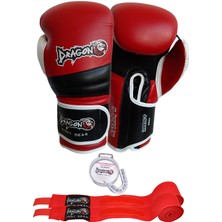 Dragon Attack 6 Boks Eldiveni Kick Boks Muay Thai Boks Eldiveni Bandaj ve Dişlik 3'lü Set