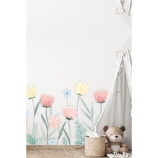 Msticker Bahar Çiçekleri Sticker Seti-Çocuk Bebek Odası Duvar Sticker