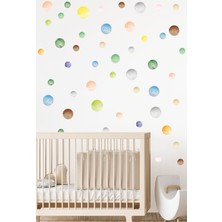 Msticker Suluboya Desenli Renkli Puantiyeler Çocuk Bebek Odası Duvar Sticker