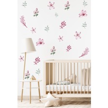 Msticker Özel Kesimli Soft Renkli Çiçekler Duvar Sticker