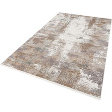 Eko Halı Fresco Fs 05 Kahve Krem Akrilik Viskon Parlak Görünüm Sık Dokuma Modern Salon Halısı