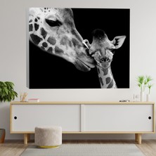 Deko Gonya Zürafa Yavru Sevgisi Temalı Kanvas Tablo
