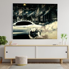 Deko Gonya Bmw Araba Egzoz Dumanlı Dekoratif Kanvas Tablo