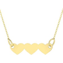 Prenses Pırlanta Kadın 14 Ayar Altın Dizili Kalpler Kolye