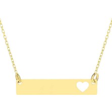 Prenses Pırlanta Kadın 14 Ayar Altın Kalpli Şerit Kolye