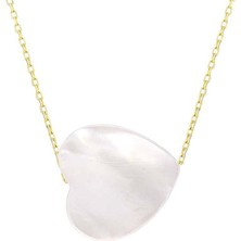 Prenses Pırlanta Kadın 14 Ayar Altın Beyaz Kalpli Kolye