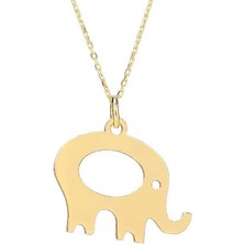 Prenses Pırlanta Kadın 14 Ayar Altın Fil Şans Kolye