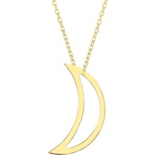 Prenses Pırlanta Kadın 14 Ayar Altın Hilal Kolye