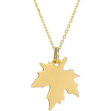 Prenses Pırlanta Kadın 14 Ayar Altın Çınar Yaprağı Kolye