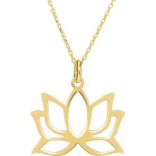 Prenses Pırlanta Kadın 14 Ayar Altın Lotus Çiçeği Kolye