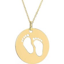 Prenses Pırlanta Kadın 14 Ayar Altın Ayak Izi Kolye