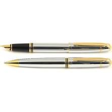 Steelpen 0028DT Planet Dolma Tükenmez Kalem Seti Krom Altın