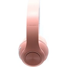 BLUPPLE Bluetooth Mikrofonlu Kablosuz Stereo Kulak Üstü Kulaklık Pembe Genç Çocuk