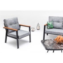 Mymassa Metal Balkon Teras Oturma Bahçe Takımı Favori Gri Siyah