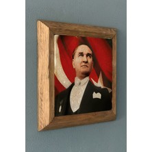 Oscar Stone Masif Çerçeveli  Atatürk Doğaltaş Tablo Pano Oscar Stone Decor 28X28 cm