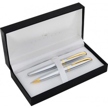 Steelpen Stellpen Truva Dolma & Tükenmez Kalem Seti Krom Altın 0167DT