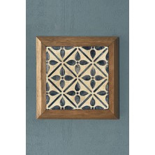 Oscar Stone Çiçekli-Masif Çerçeveli Taş Tablo-Wall Decor- Oscar Stone Decor 28X28 cm