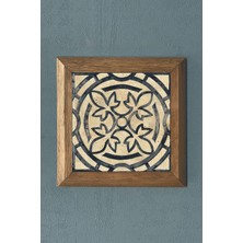 Oscar Stone Blue Marin Desen-Masif Çerçeveli Taş Tablo-Wall Decor- Oscar Stone Decor 28X28 cm