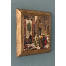 Oscar Stone Osman Hamdi-Halı Tüccarı Masif Çerçeveli Taş Tablo- 28X28 cm