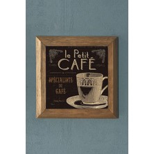 Oscar Stone Cafe Temalı Masif Çerçeveli Taş Tablo-Wall Decor- Oscar Stone Decor 28X28 cm