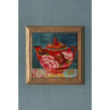 Oscar Stone Renkli Çaysanlık Masif Çerçeveli  Taş Tablo-Wall Decor- Oscar Stone Decor 28X28 cm