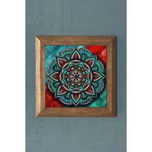 Oscar Stone Yaşam Çiçeği-Masif Çerçeveli  Taş Tablo-Wall Decor- Oscar Stone Decor 28X28 cm