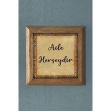 Oscar Stone Masif Çerçeveli  Taş Tablo-Aile Herşeydir-Duvar Dekoru- Oscar Stone Decor 28X28 cm