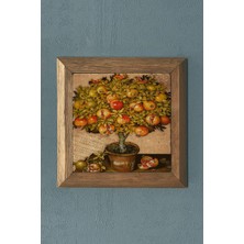 Oscar Stone Masif Çerçeveli  Bereket Sembolü Nar Tablo- Oscar Stone Decor 28X28 cm