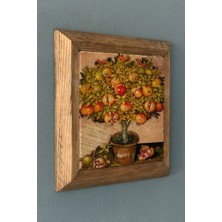 Oscar Stone Masif Çerçeveli  Bereket Sembolü Nar Tablo- Oscar Stone Decor 28X28 cm