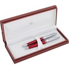 Steelpen Saturn Dolma & Tükenmez Kalem Seti Bordo Krom 2353