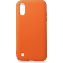 Nevarium Samsung Galaxy A01 Kılıf Silikon Içi Kadife Nano - Turuncu