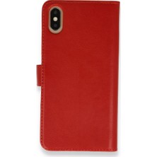 Nevarium Apple iPhone Xs Max Kılıf Kapaklı Cüzdan Standlı - Kırmızı