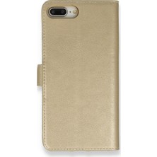 Nevarium Apple iPhone 7 Plus Kılıf Kapaklı Cüzdan Standlı - Gold