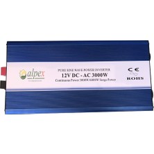 Alpex 3000 W 12 Volt Tam Sinüs Digital Ekranlı Inverter