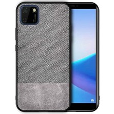 Microcase Huawei Y5P - Honor 9s Fabrik Serisi Kumaş ve Deri Desen Kılıf - Gri