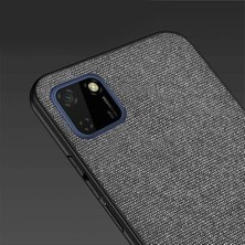 Microcase Huawei Y5P - Honor 9s Fabrik Serisi Kumaş ve Deri Desen Kılıf - Gri