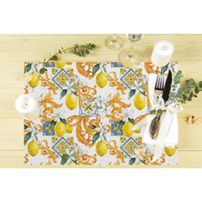 Adawall Home Limon Tasarımlı Kumaş Amerikan Servis 4'lü Set 35X50CM