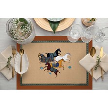 Adawall Home Figüratif At Kumaş Amerikan Servis 4'lü Set 35X50CM