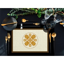 Adawall Home Figüratif Gold Kumaş Amerikan Servis 4'lü Set 35X50CM