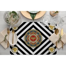 Adawall Home Figüratif Desen Kumaş Amerikan Servis 4'lü Set 35X50CM