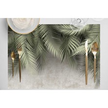 Adawall Home Palmiye Yapraklı Kumaş Amerikan Servis 4'lü Set 35X50CM