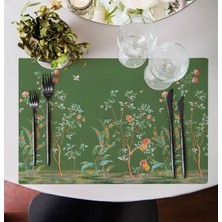 Adawall Home Yeşil Bahçe Kumaş Amerikan Servis 4'lü Set 35X50CM