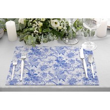 Adawall Home Blue Garden Kumaş Amerikan Servis 4'lü Set 35X50CM