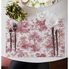 Adawall Home Kırmızı Saklı Bahçe Kumaş Amerikan Servis 4'lü Set 35X50CM