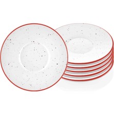 The Mia Dots Stoneware 6'lı 13 cm Çay Tabağı Kırmızı DOTS052